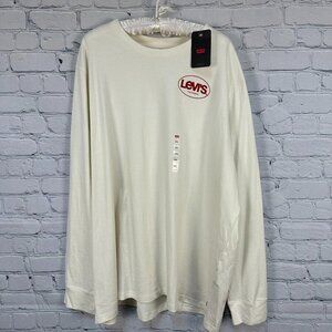 Levi's Men's Relaxed 100% Cotton Long Sleeve Logo Tee Shirt, Size XXL,‎ Beige